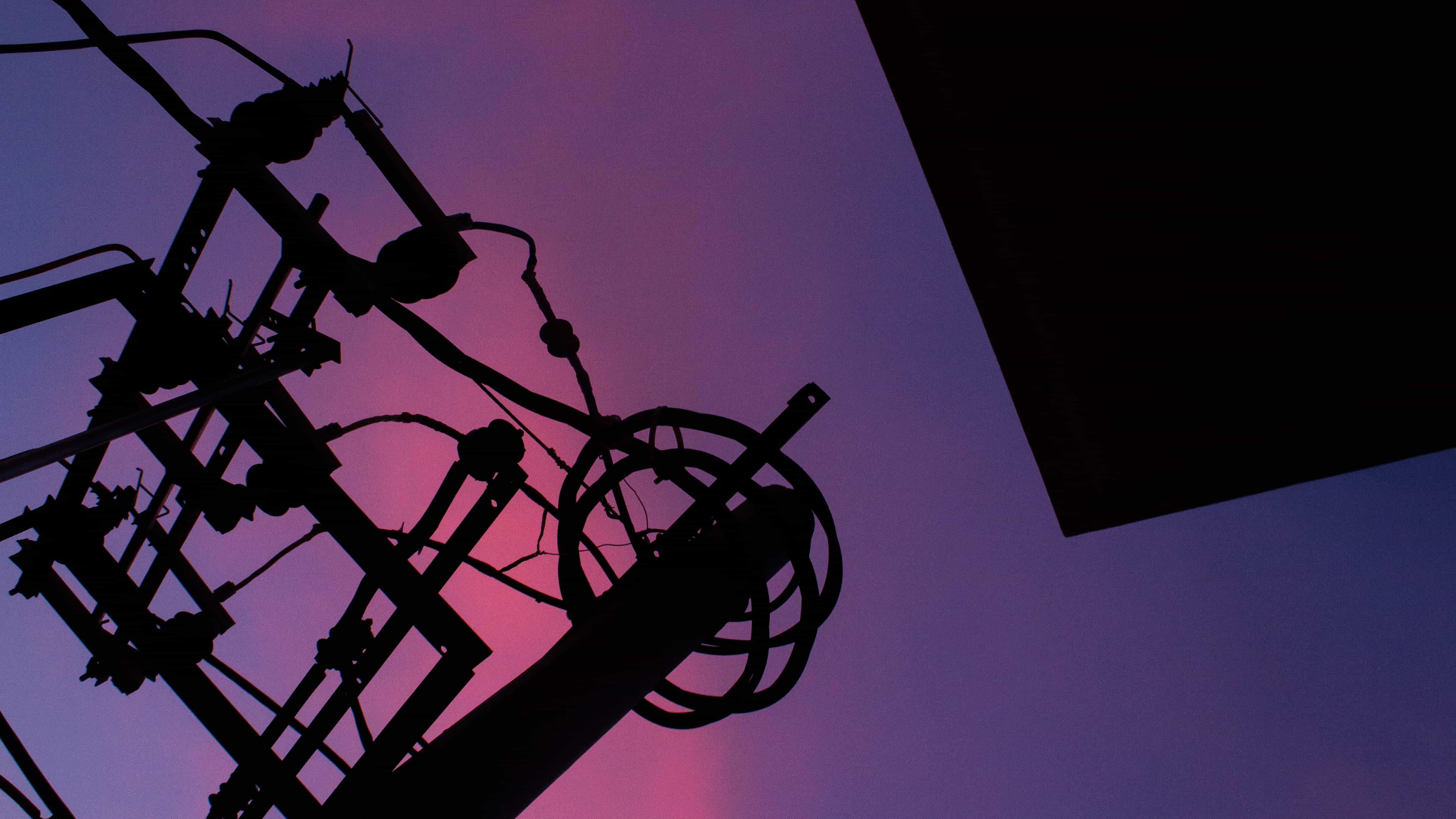 Sky shape — power lines against dusk
